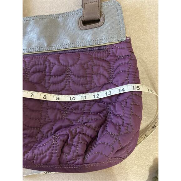Fossil Key-Per shoulder bag Plum Purple Silver Quilted Purse - Picture 10 of 13